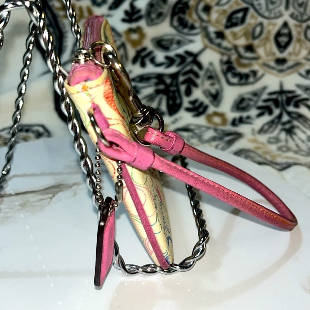 Vintage Coach Chelsea Pink Monogram Wristlet Pink Coach Hang Tag - Picture 5 of 11